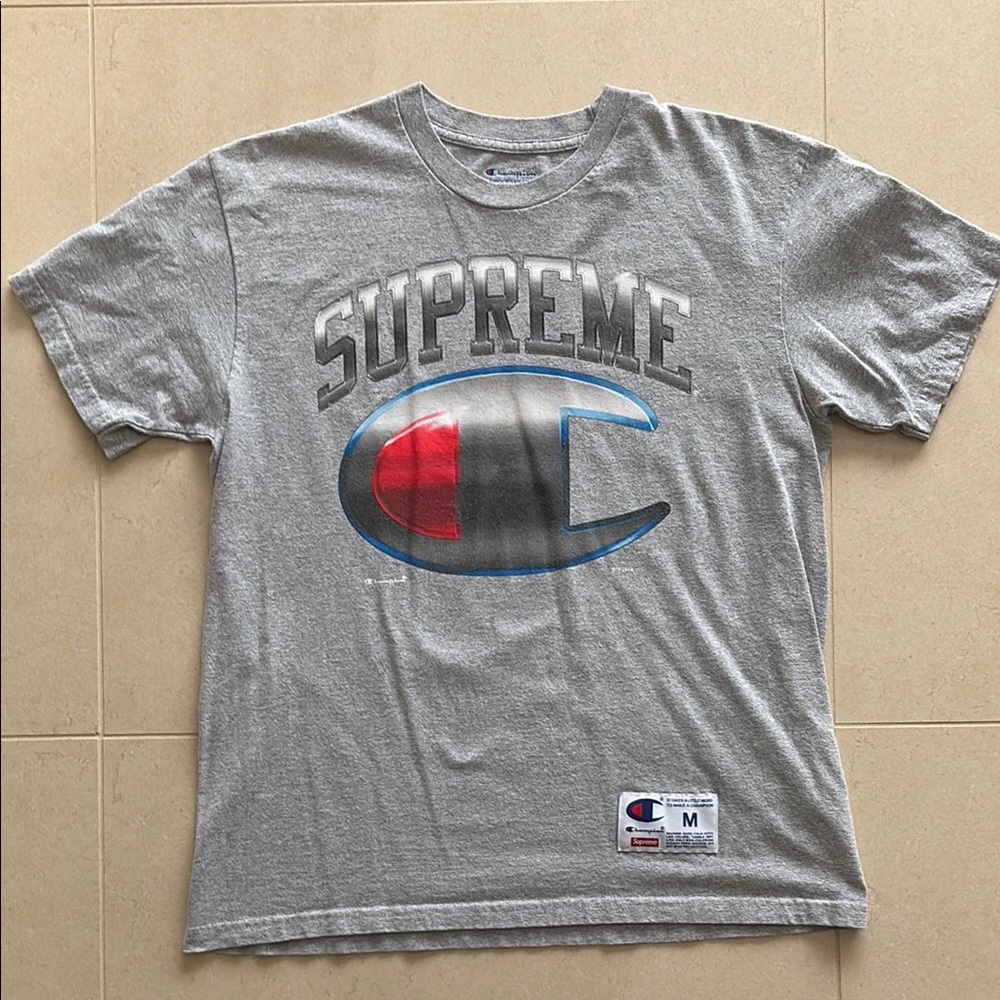 Supreme Champion Chrome SS T-Shirt Heather gray. Size medium.